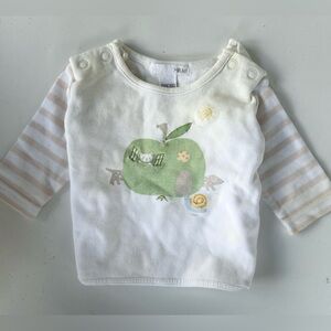 H&M White Shirt with Green Apple Design